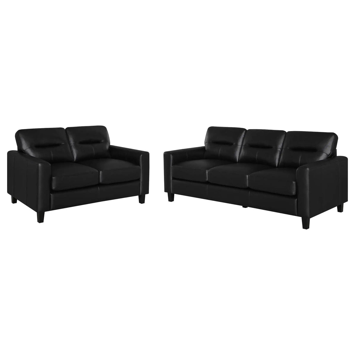 Scotland 2-piece Faux Leather Upholstered Sofa Set | 2-Piece Set | Faux Leather | Black