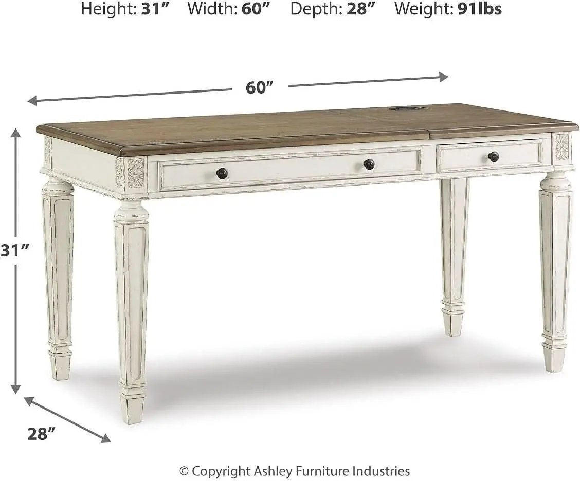Realyn French Country 60 Inch Lift Top Desk USB Charging from PriceLows™