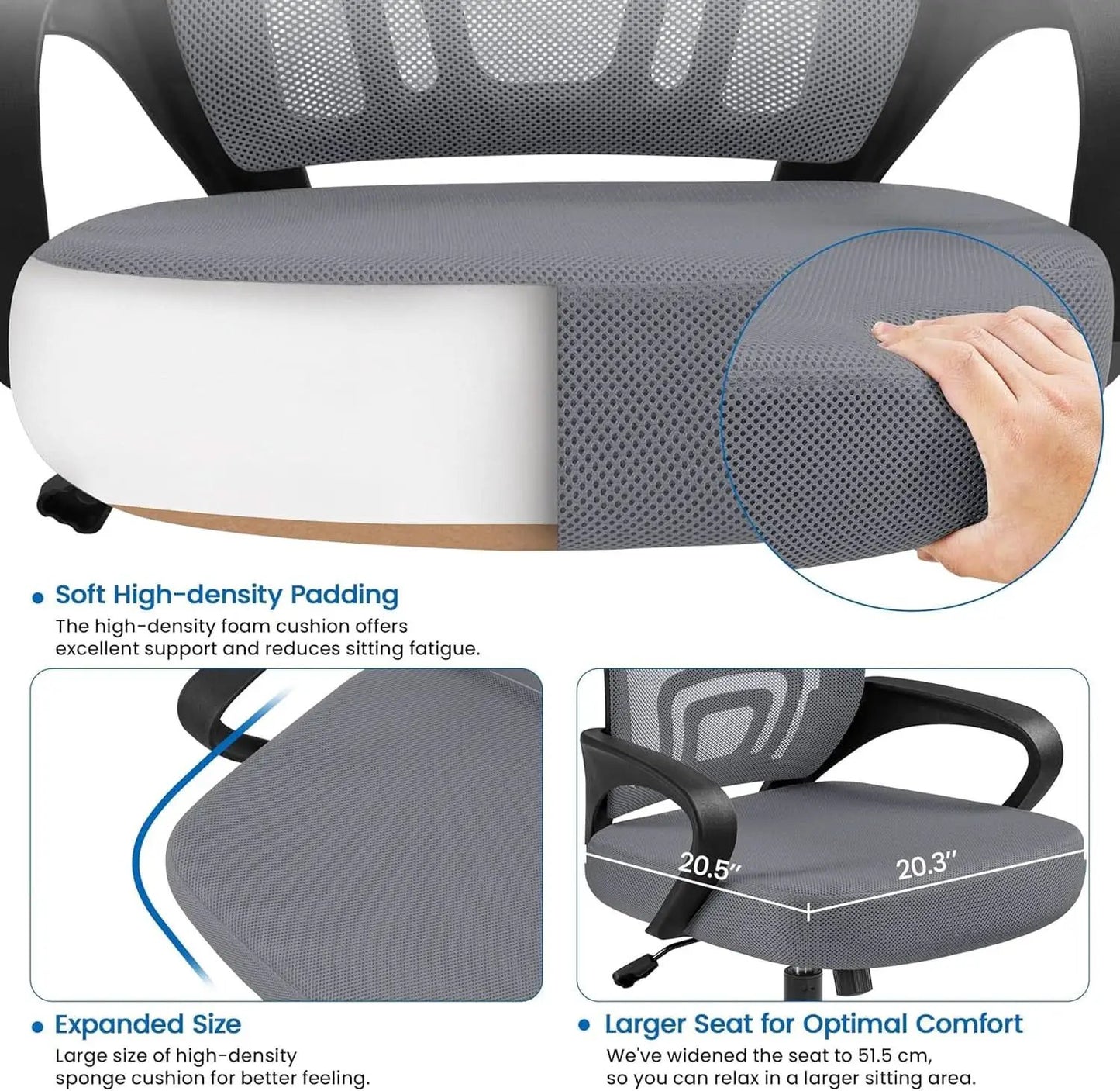 Dark Grey Ergonomic Mesh Office Chair With Lumbar Support Mid Back from PriceLows™