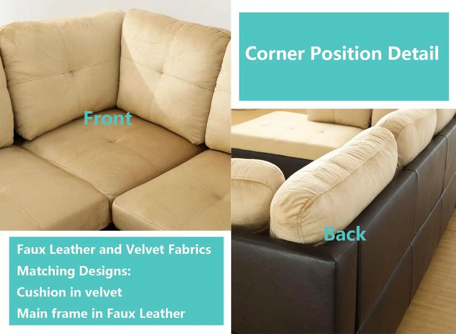 Beige 105 Inch L Shaped Sectional Sofa With Storage Ottoman from PriceLows™