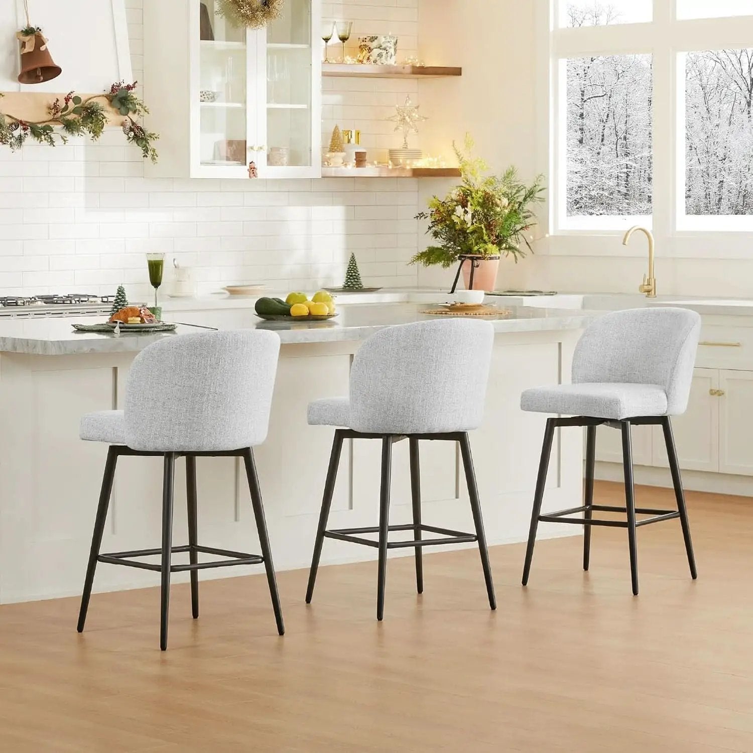 Counter Height Bar Stools Set of 3 26 Inch Seats 360 Swivel from PriceLows™