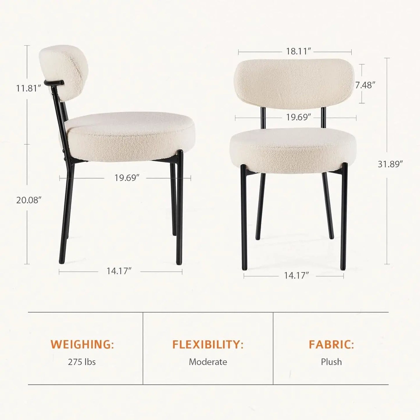 Beige Dining Chairs Set Of 4 With Curved Backrest Design from PriceLows™