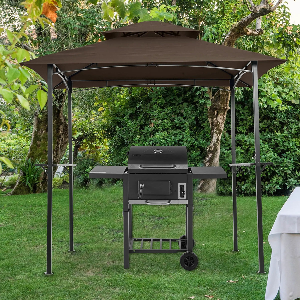 Outdoor Grill Gazebo | Double Tier Canopy | Steel Frame | 3 Person