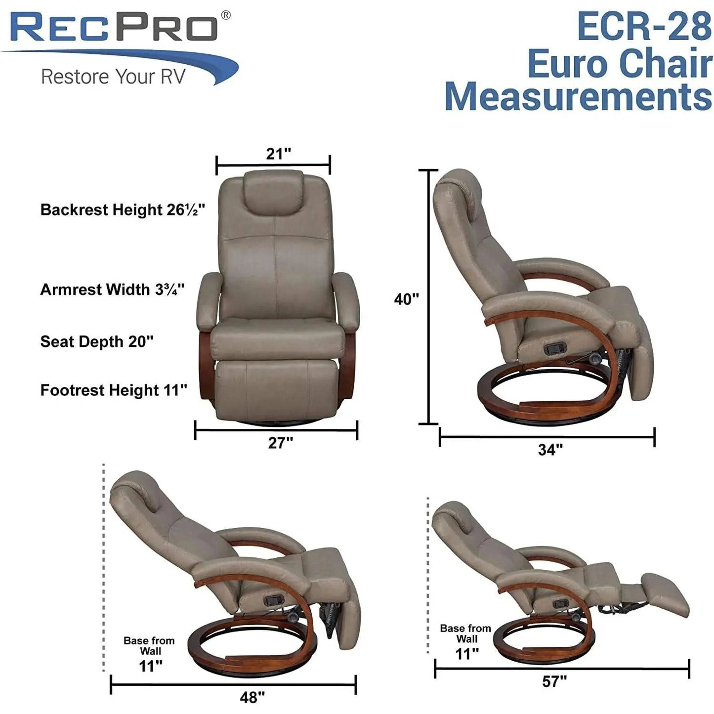 Charles Euro Chair RV Recliner Chestnut Faux Leather from PriceLows™