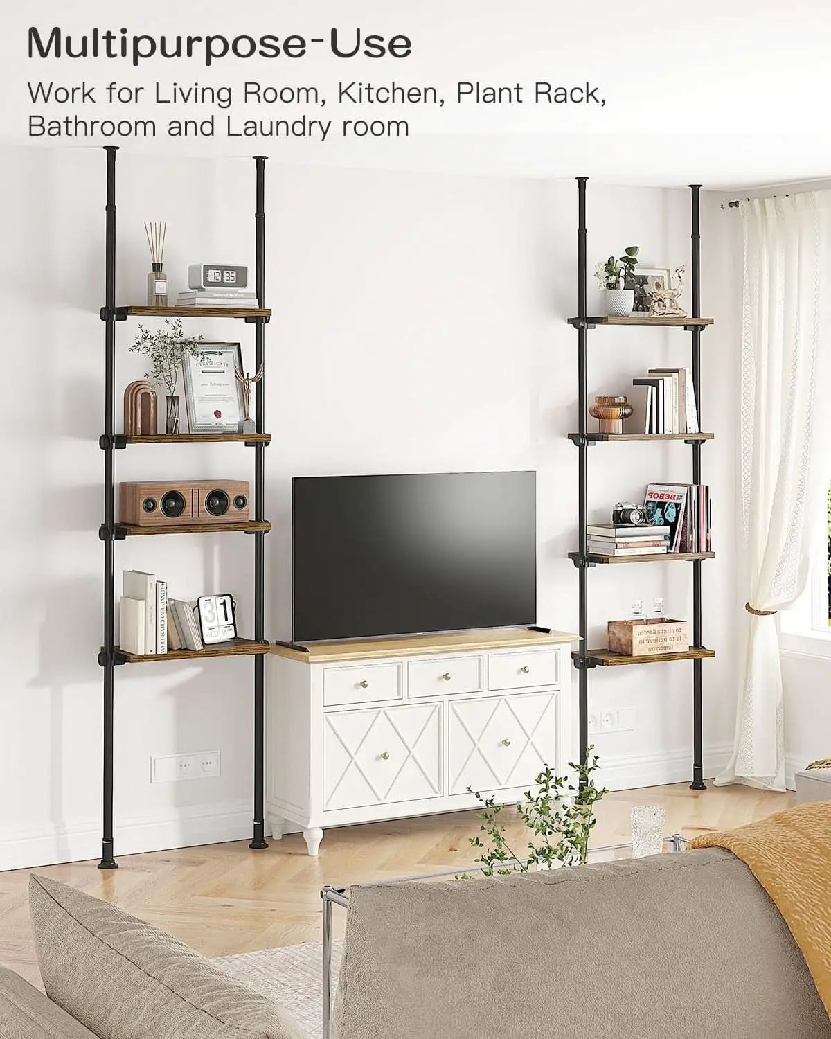 Adjustable Tall Narrow Bookcase 4 Tier Ladder 64 To 113 In from PriceLows™