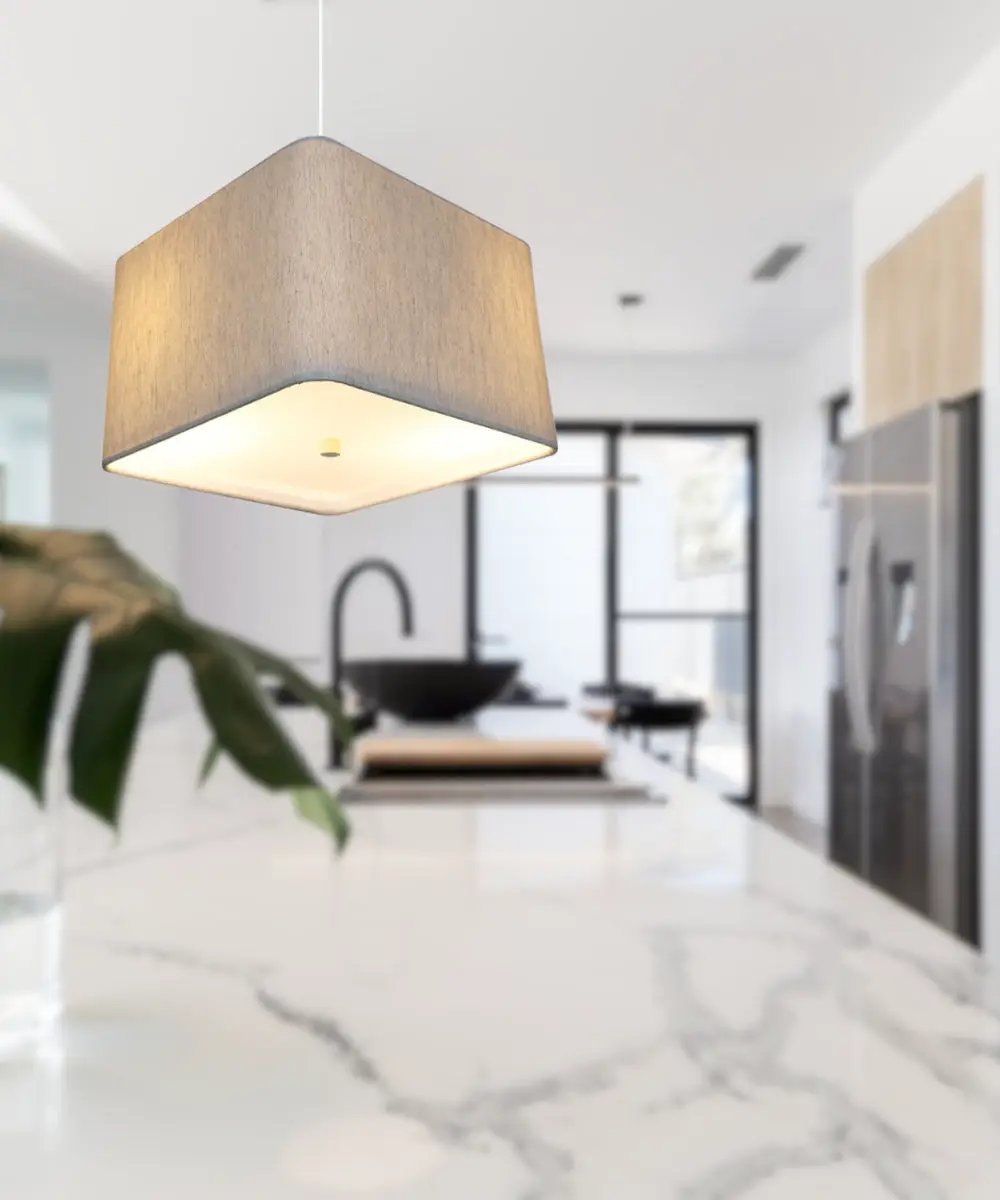 2 Light Pendant Ceiling Lamp | 16 Inch Width | Oatmeal Drum Shade