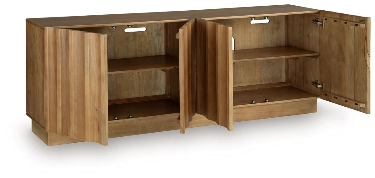Timkins Accent Cabinet | 73 x 17.13 x 28.38 in | Mango Wood & Veneer | White Washed