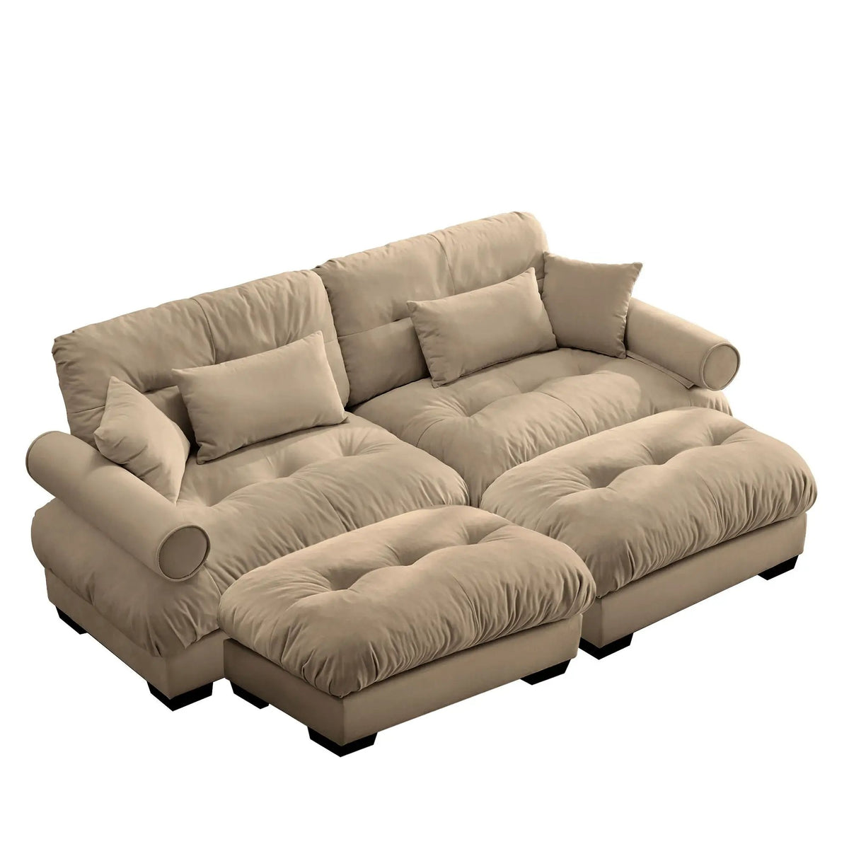 Modern Sectional Sofa | With Ottoman | Deep Seat Cushions | Throw Pillows
