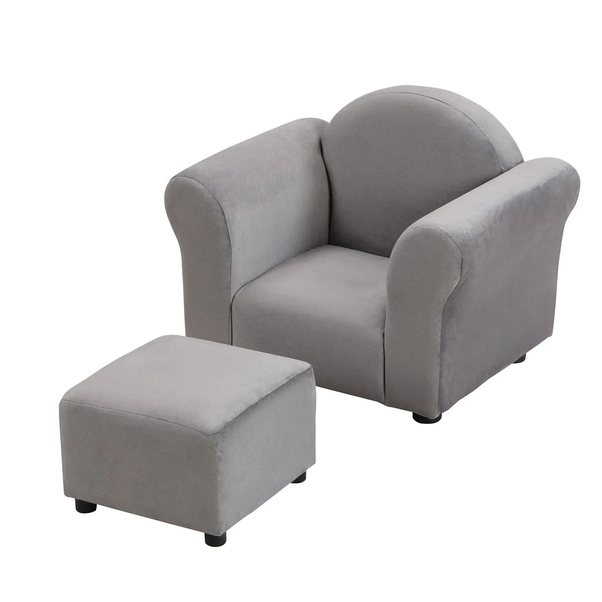 Kids Recliner | Upholstered Couch With Ottoman | Dark Gray