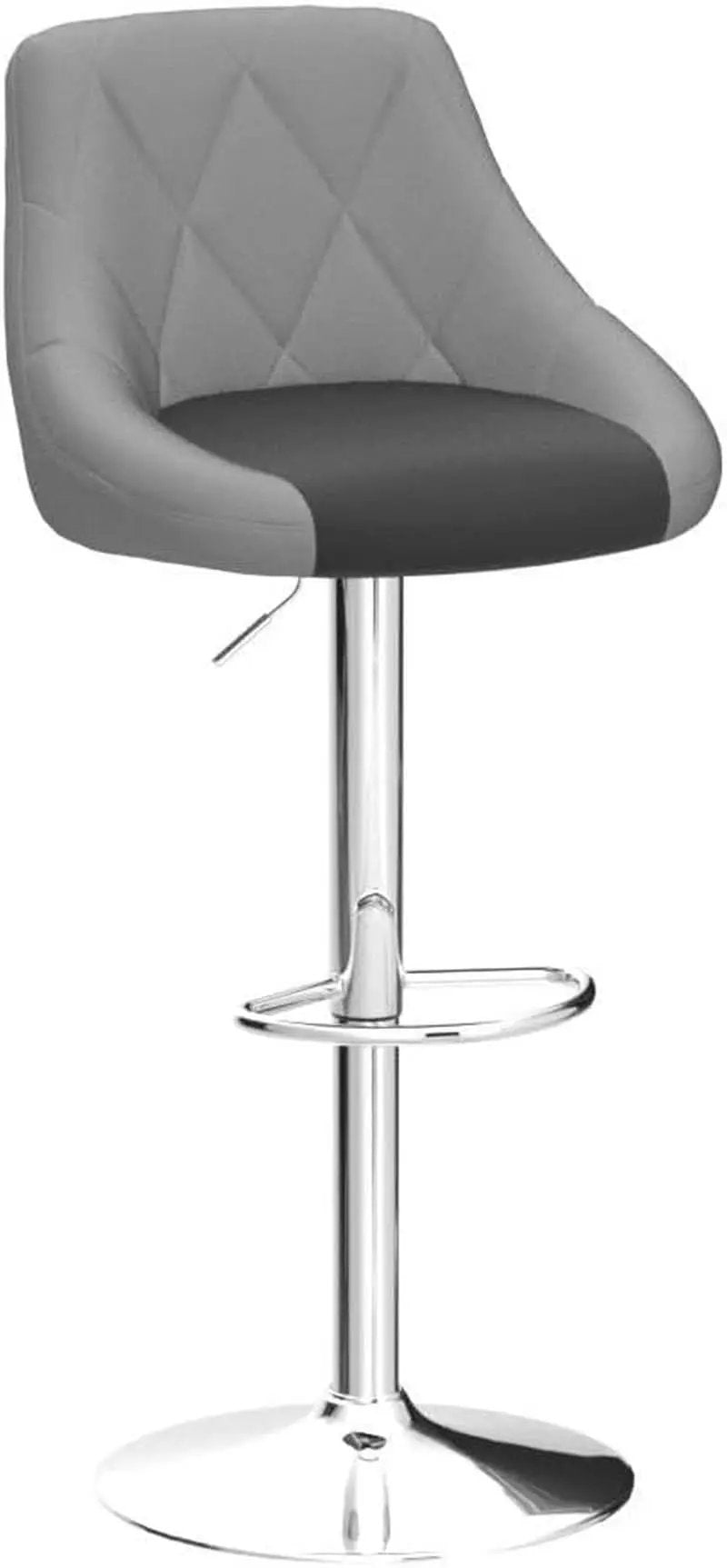 Height Adjustable Grey PU Leather Bar Stools Set Of 2 from PriceLows™
