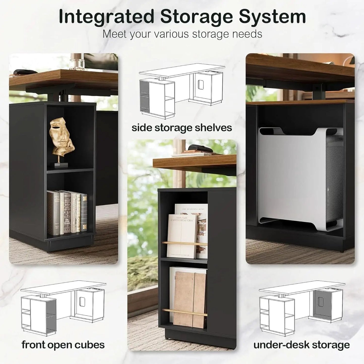 71 Inches Electric Standing Desk Lockable Cabinets from PriceLows™