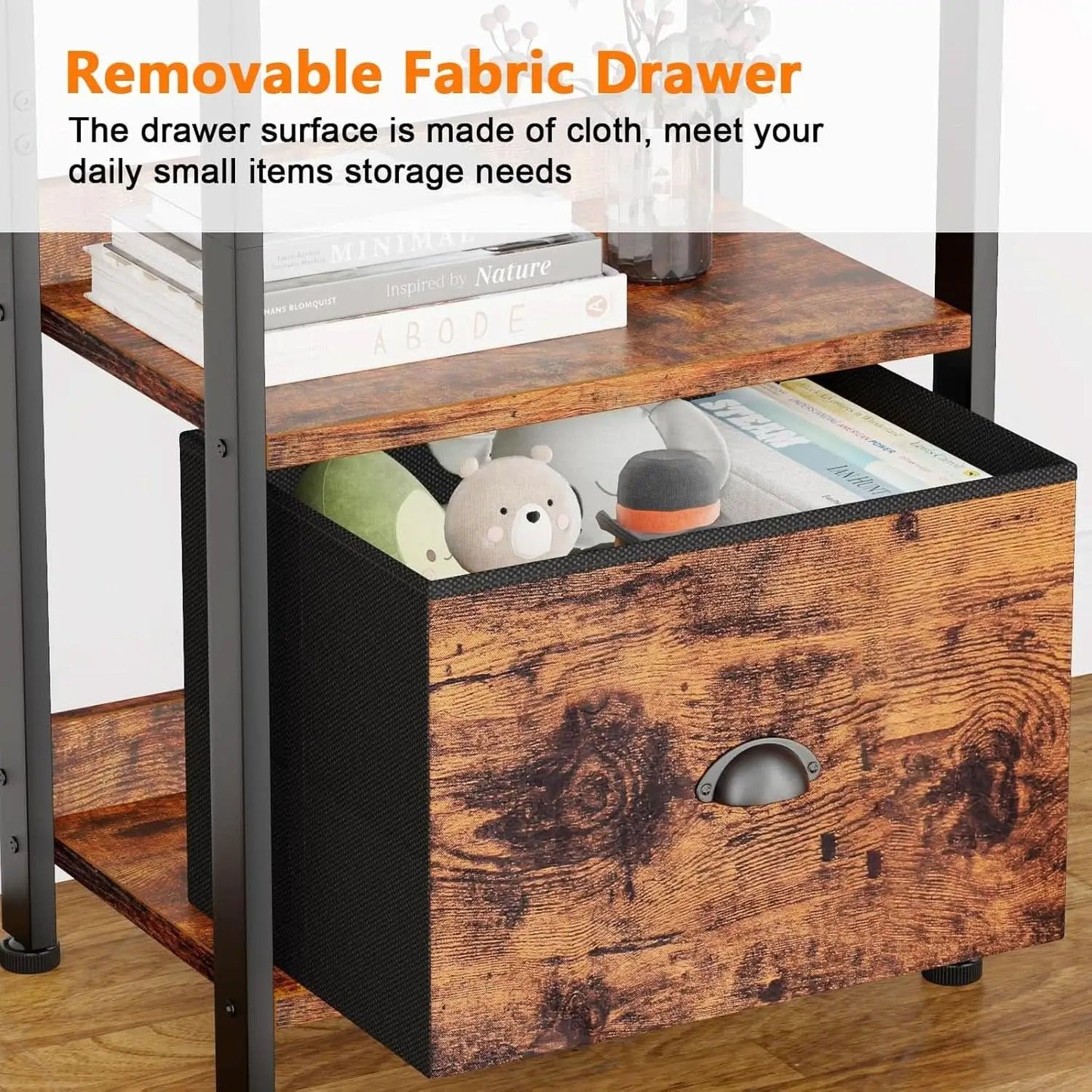 5 Tier Bookshelf With Drawer Tall Narrow Wood Bookcase from PriceLows™