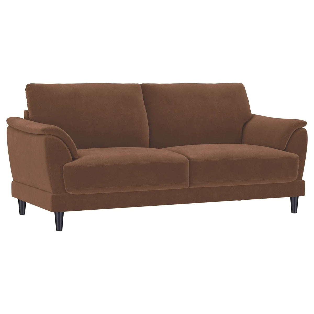 Selma Velvet Upholstered Crescent Arm Sofa Rust | 74.75 x 35.75 x 35 in | Solid Wood & Velvet | Living Room