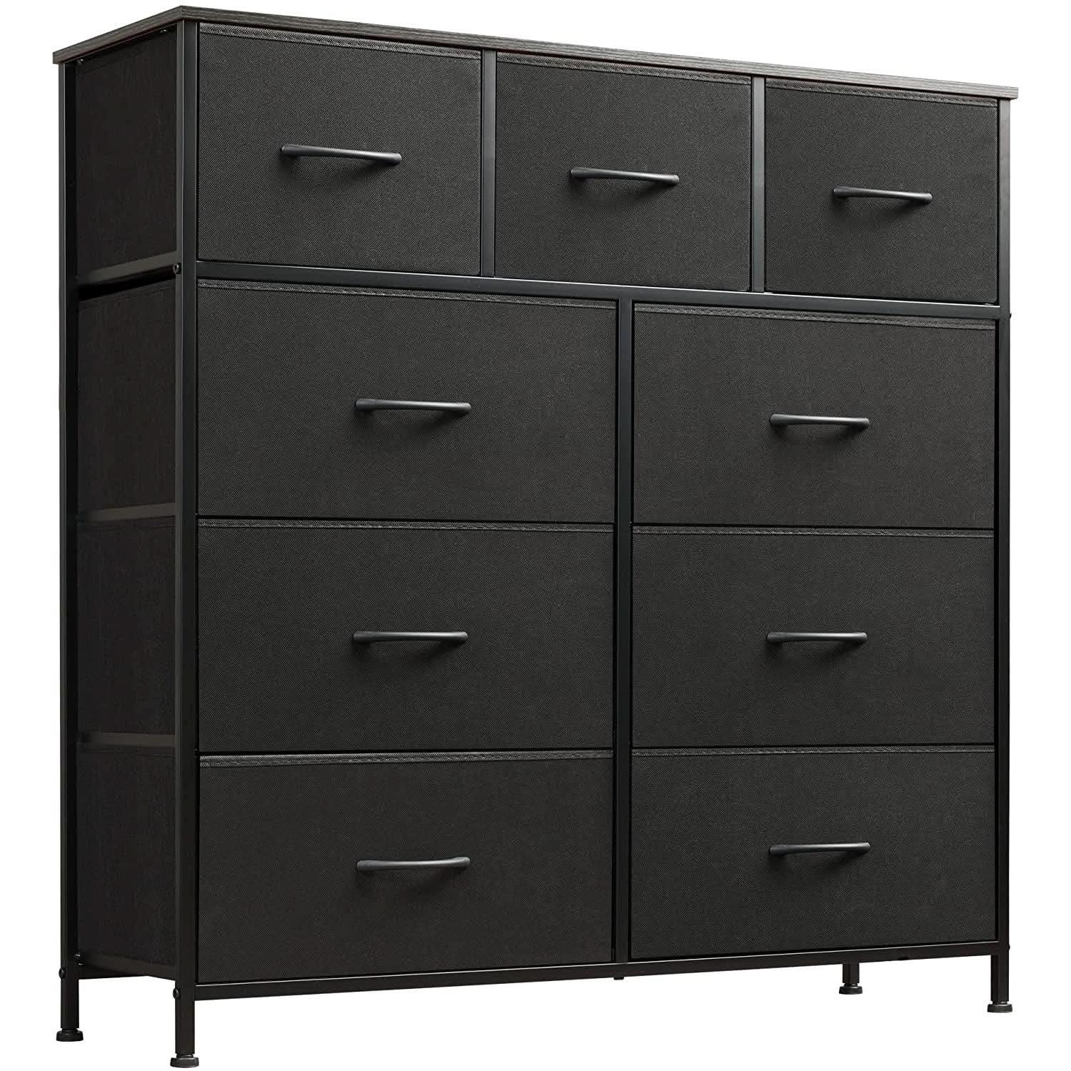 Fabric Storage Tower 9 Drawer Unit Charcoal Black Bedroom from PriceLows™
