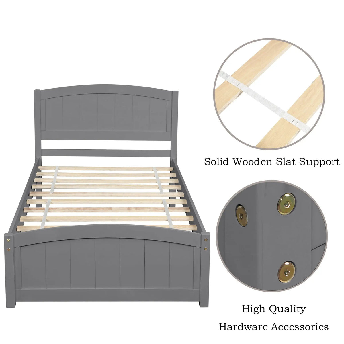 Wood Platform Bed | Headboard And Footboard | Slat Support | Minimalist Style