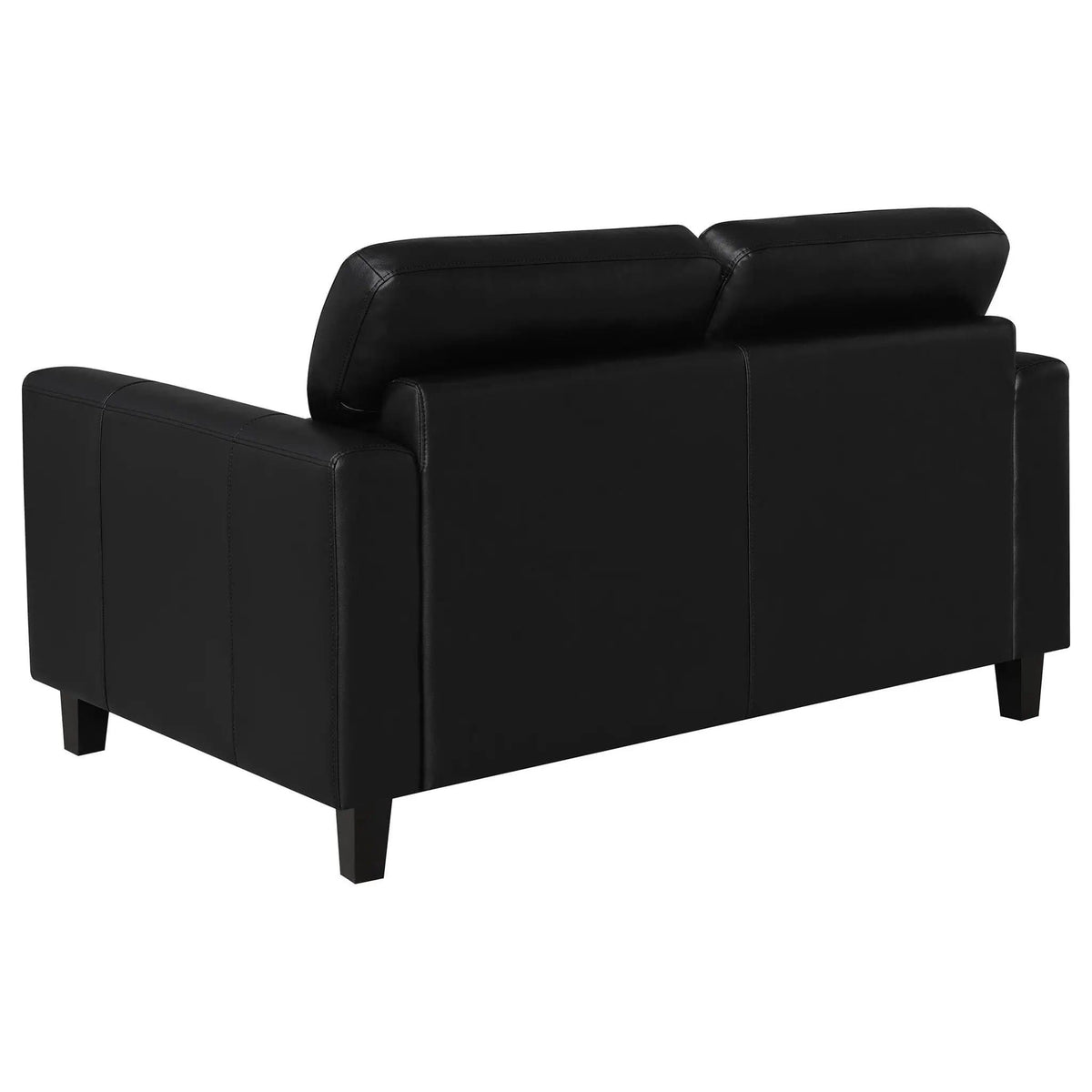Scotland Faux Leather Upholstered Track Arm Loveseat | 58 x 35 x 34 in | Faux Leather | Black