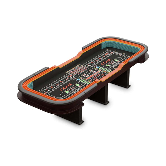 12FT Casino Style Craps Table With Full Drink Rail And Cushion Rim Cover | 12 ft | Game Table | Home