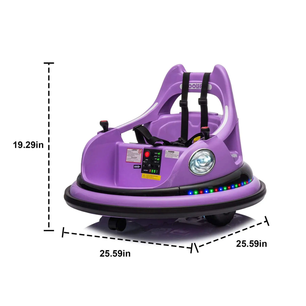 Ride On Bumper Car | 12V Battery | Remote Control | Purple