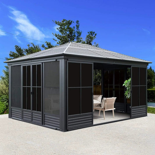 Serenity Premium All Weather Outdoor Aluminum Sunroom With Galvanized Steel Hardtop | Steel | Outdoor Living Use | Outdoor Living