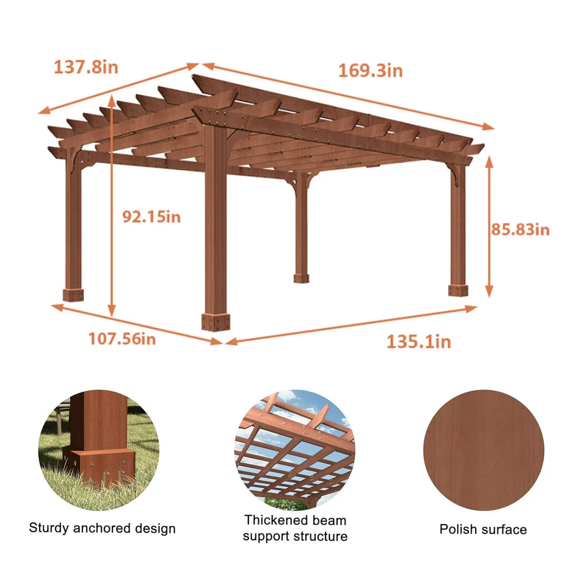 Outdoor Cedar Wood Patio Pergola With Slatted Trellis Roof | Wood | Outdoor Living Use | Outdoor Living