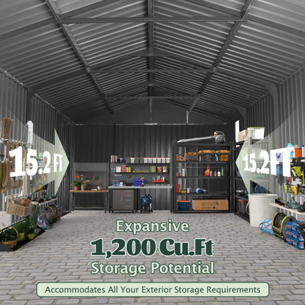 Heavy-Duty Metal Garage Shed | Extra-Large Outdoor Storage | Iron Construction | Lockable Doors