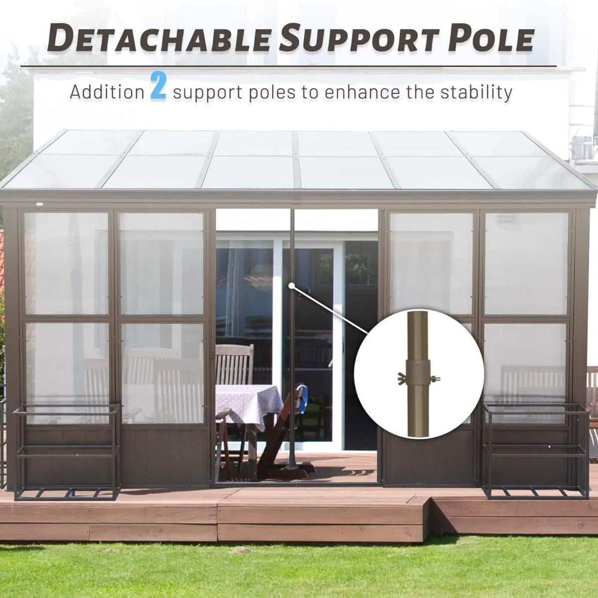 Pavilion Extra Large All Season Outdoor Wall Mounted Sunroom Solarium With | Aluminum | Outdoor Living Use | Outdoor Living