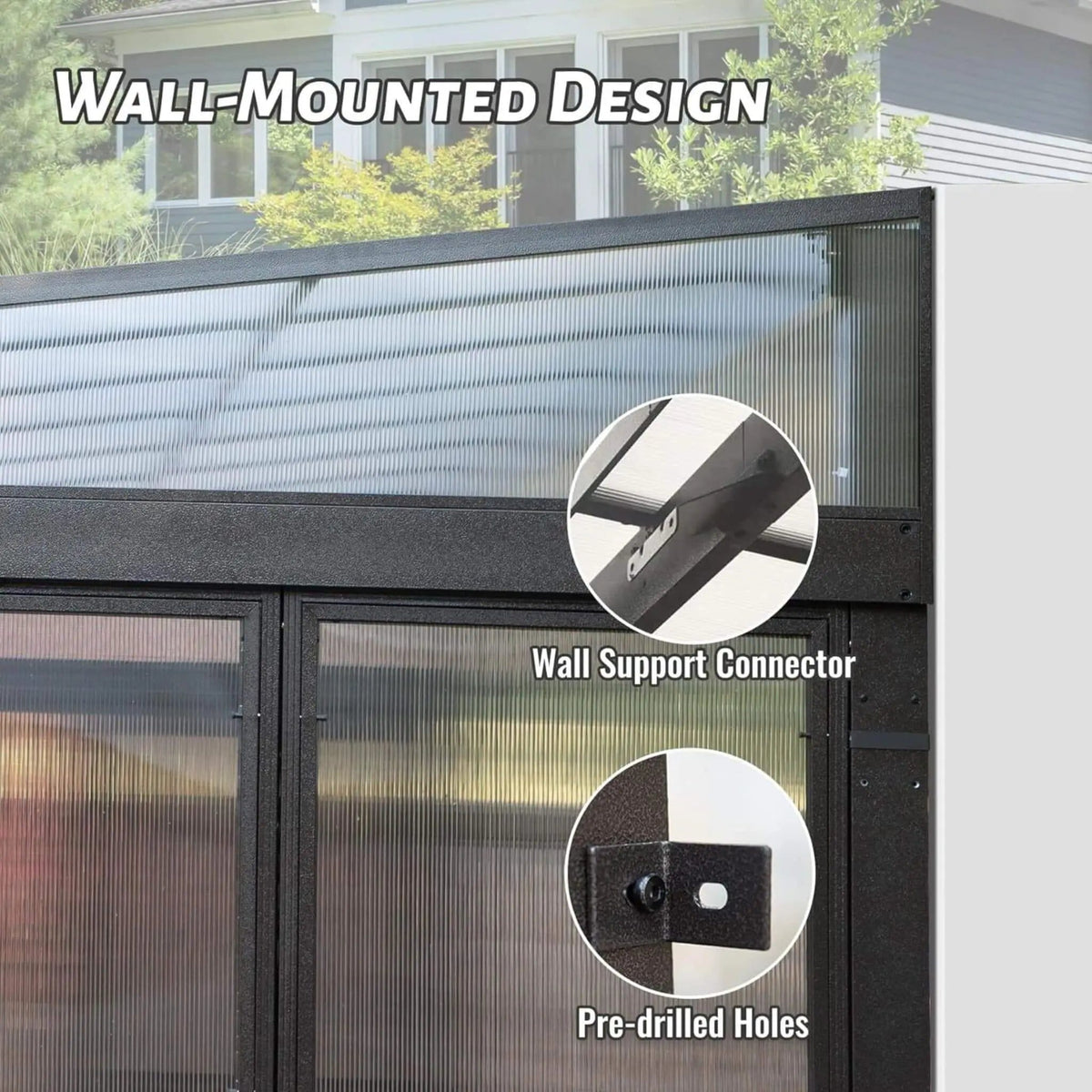 Pavilion Extra Large All Season Outdoor Wall Mounted Sunroom Solarium With | Aluminum | Outdoor Living Use | Outdoor Living