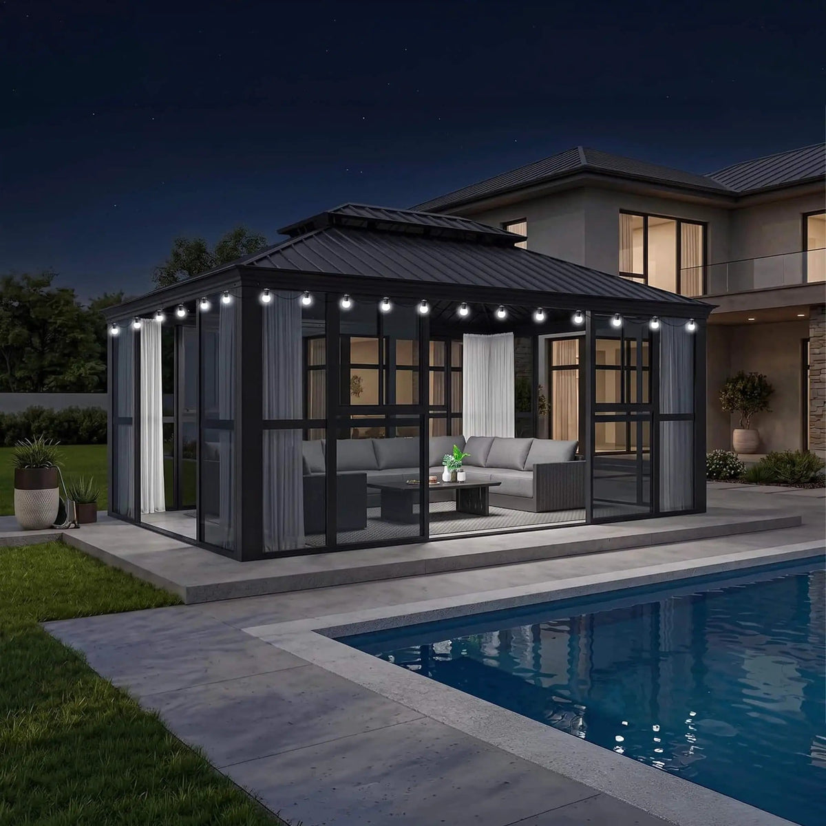 Vue Extra-Large Luxury Panoramic Solarium With Windows And Sliding Doors | Crystal | Sunroom | Home