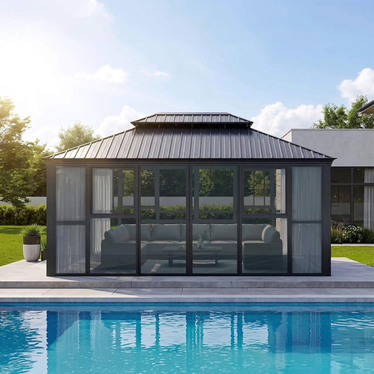 Vue Extra-Large Luxury Panoramic Solarium With Windows And Sliding Doors | Crystal | Sunroom | Home