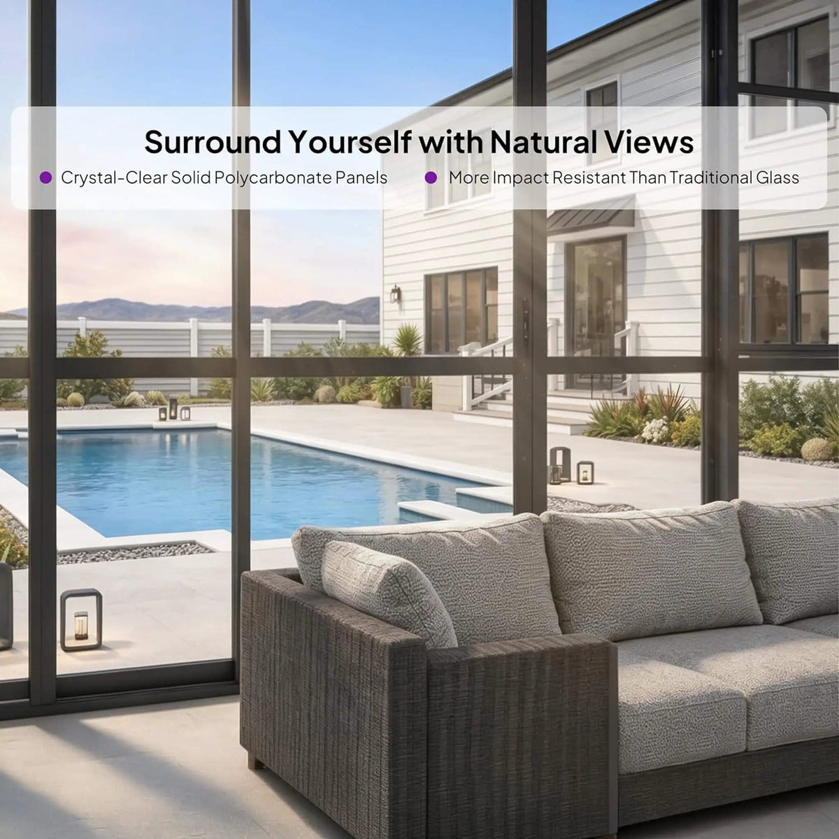 Vue Extra-Large Luxury Panoramic Solarium With Windows And Sliding Doors | Crystal | Sunroom | Home