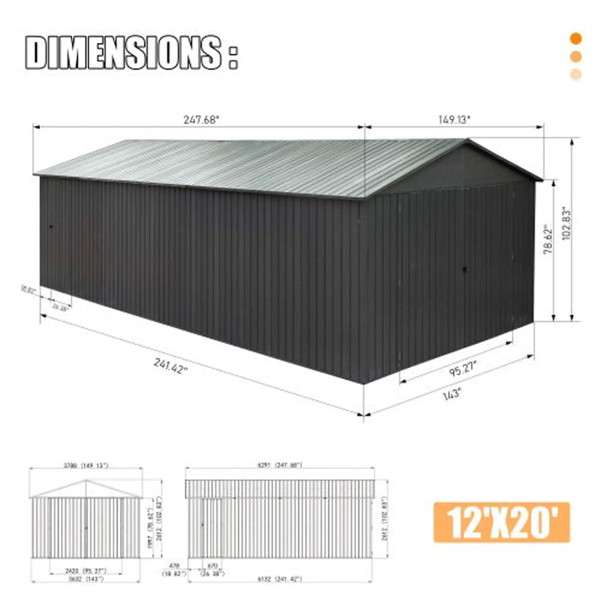 Heavy-Duty Metal Garage Shed | Extra-Large Outdoor Storage | Iron Construction | Lockable Doors