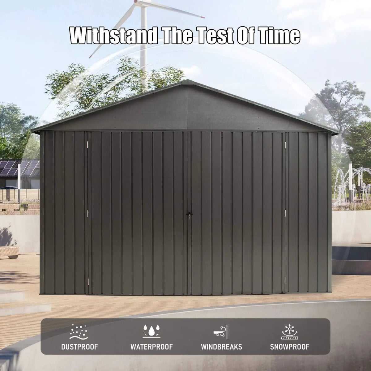 Heavy-Duty Metal Garage Shed | Extra-Large Outdoor Storage | Iron Construction | Lockable Doors