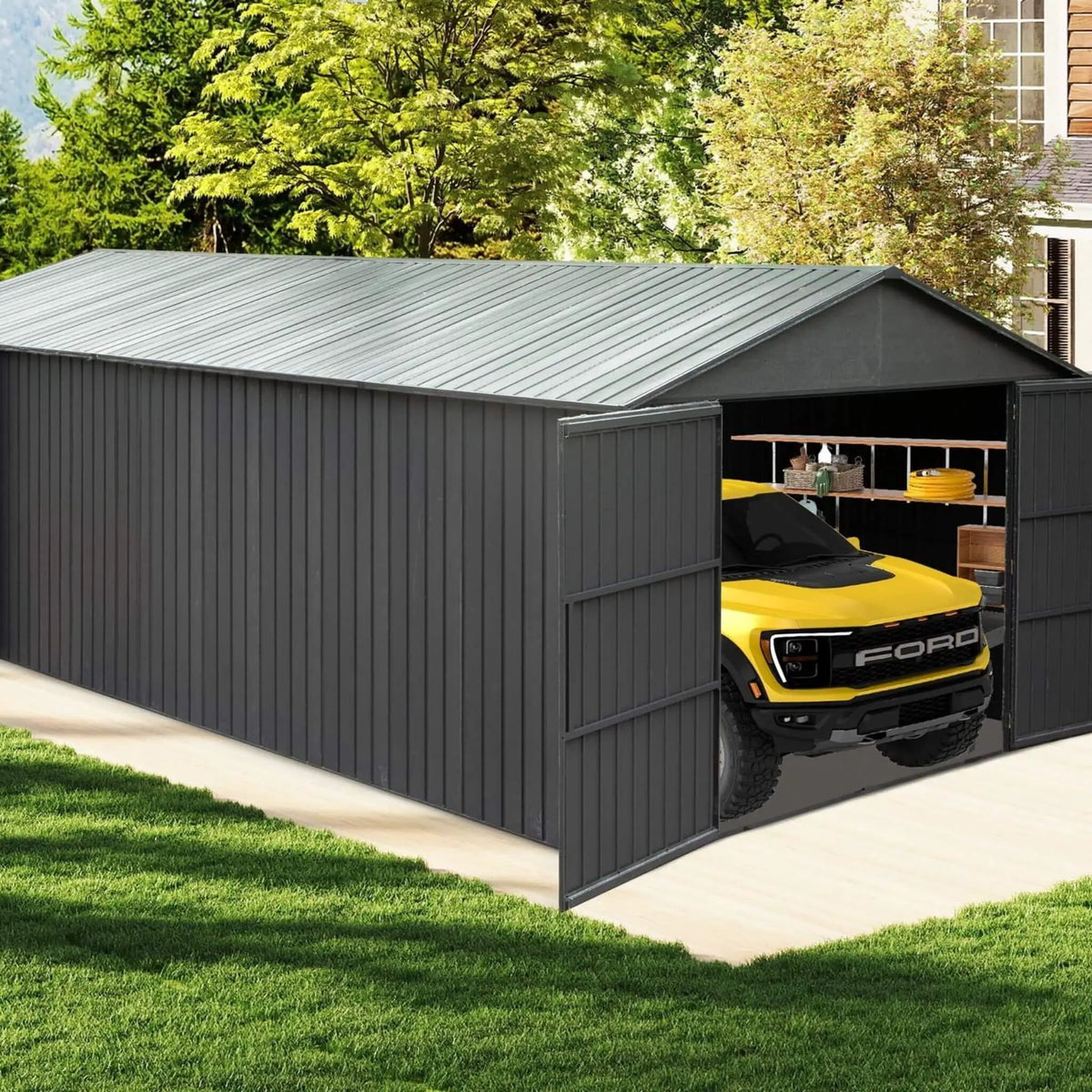 Heavy-Duty Metal Garage Shed | Extra-Large Outdoor Storage | Iron Construction | Lockable Doors