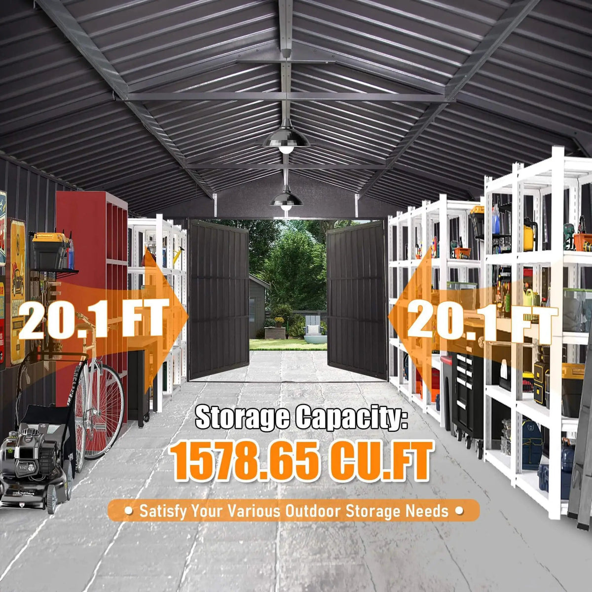 Heavy-Duty Metal Garage Shed | Extra-Large Outdoor Storage | Iron Construction | Lockable Doors