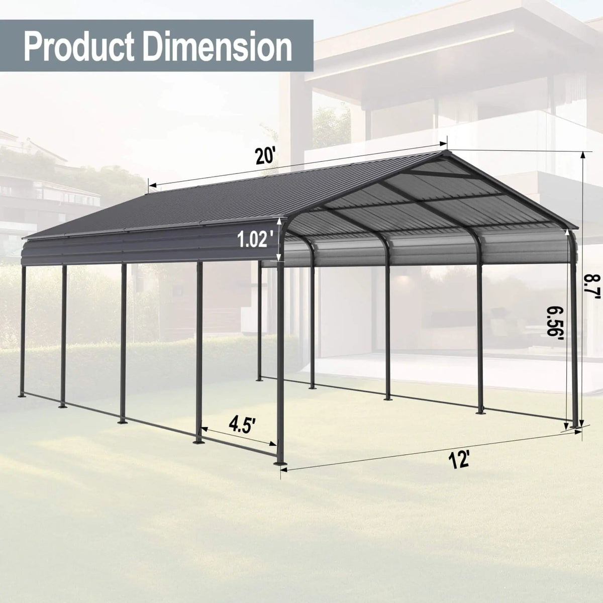 Heavy-Duty Metal Carport With Galvanized Steel Roof For Car, Boats And Trucks, Gray | Steel | Home Use | Home