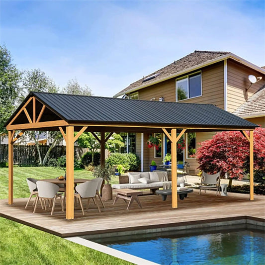 Premium Outdoor Double-Layer Galvanized Steel Hardtop Gazebo For Patio | Steel | Outdoor Living Use | Outdoor Living