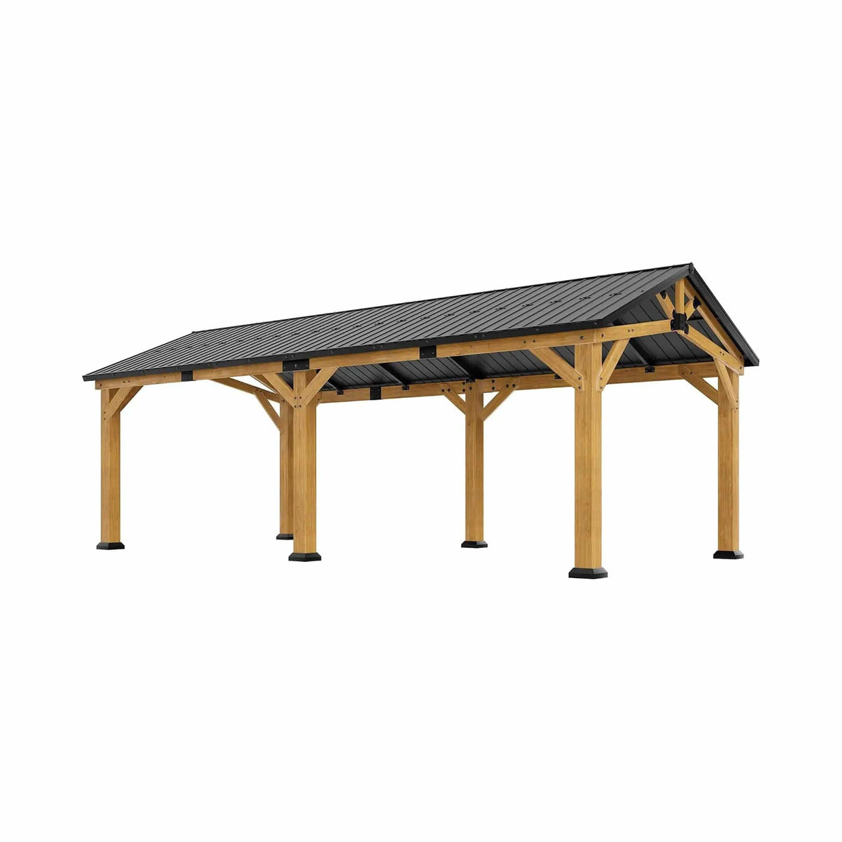 Premium Galvanized Steel Roof Cedar Wood Hardtop Gazebo | Concrete | Home Use | Home