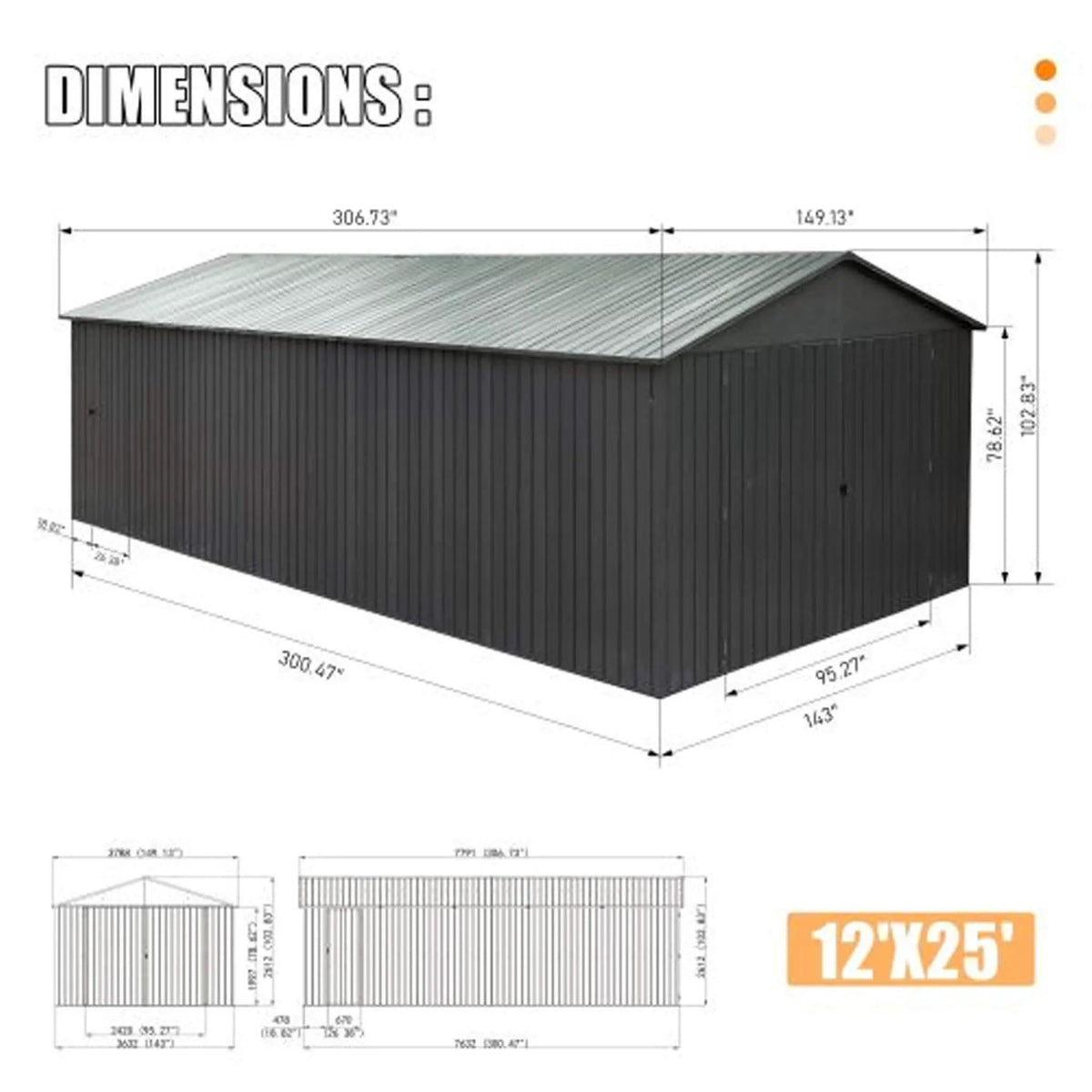 Heavy-Duty Metal Garage Shed | Extra-Large Outdoor Storage | Iron Construction | Lockable Doors