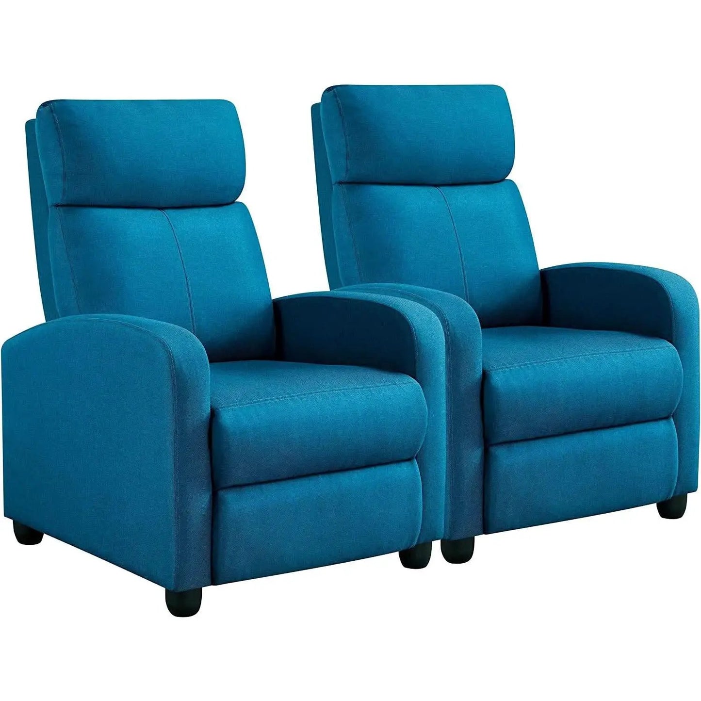 Blue Fabric Pushback Recliner Chair With Soft Armrests from PriceLows™