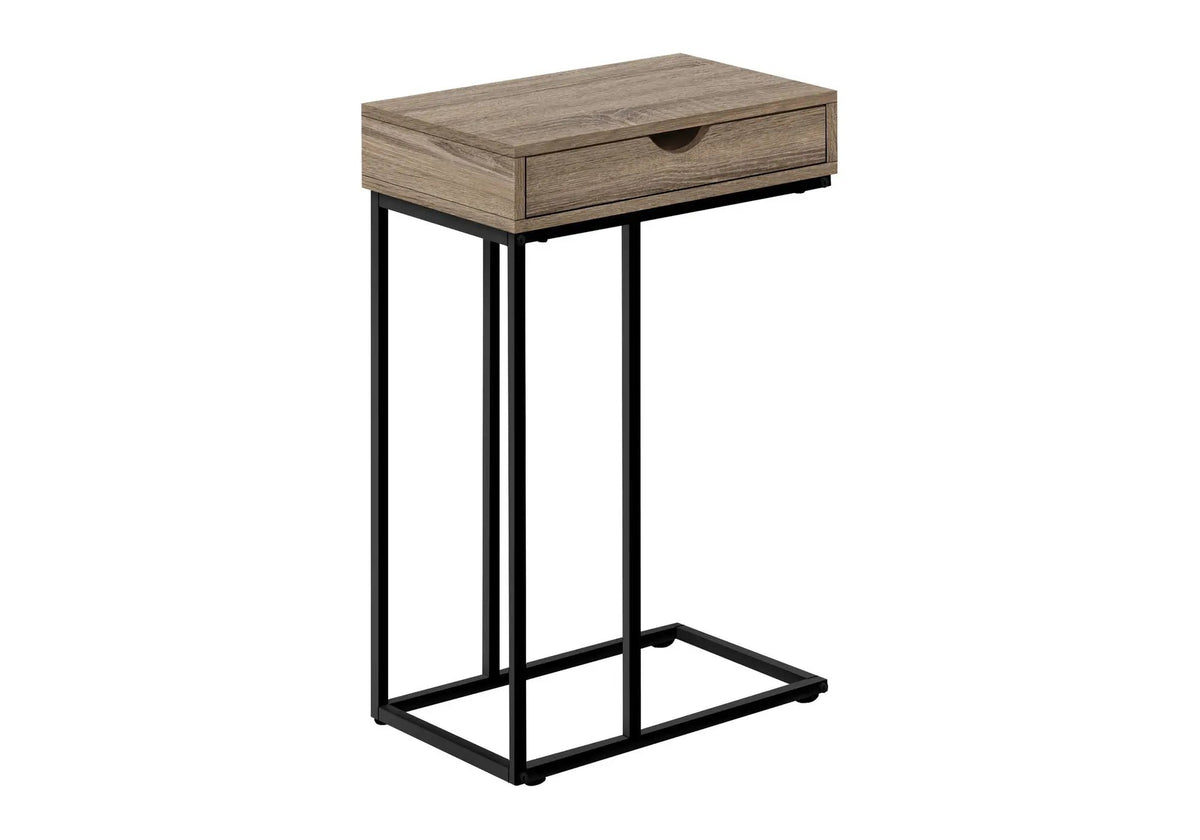 Versatile C-Shaped Accent Table | Pass-Through Drawer | Slide-Under Base | Contemporary Style