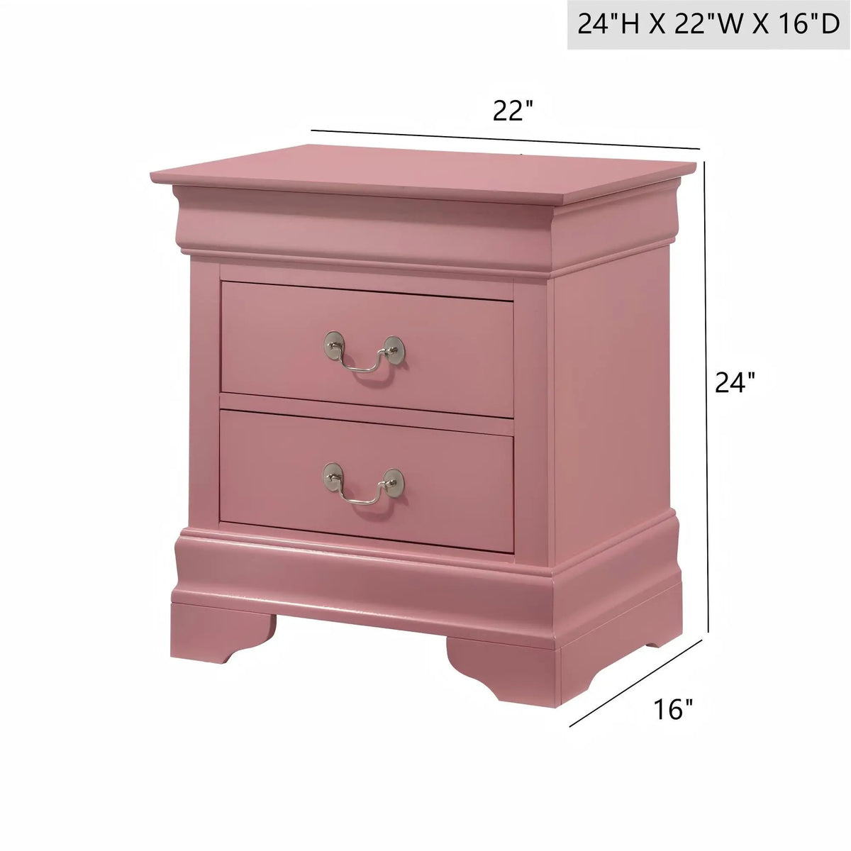 Louis Phillipe Nightstand | Traditional Wood Design | English Dovetailed Drawers | Metal Center Guides