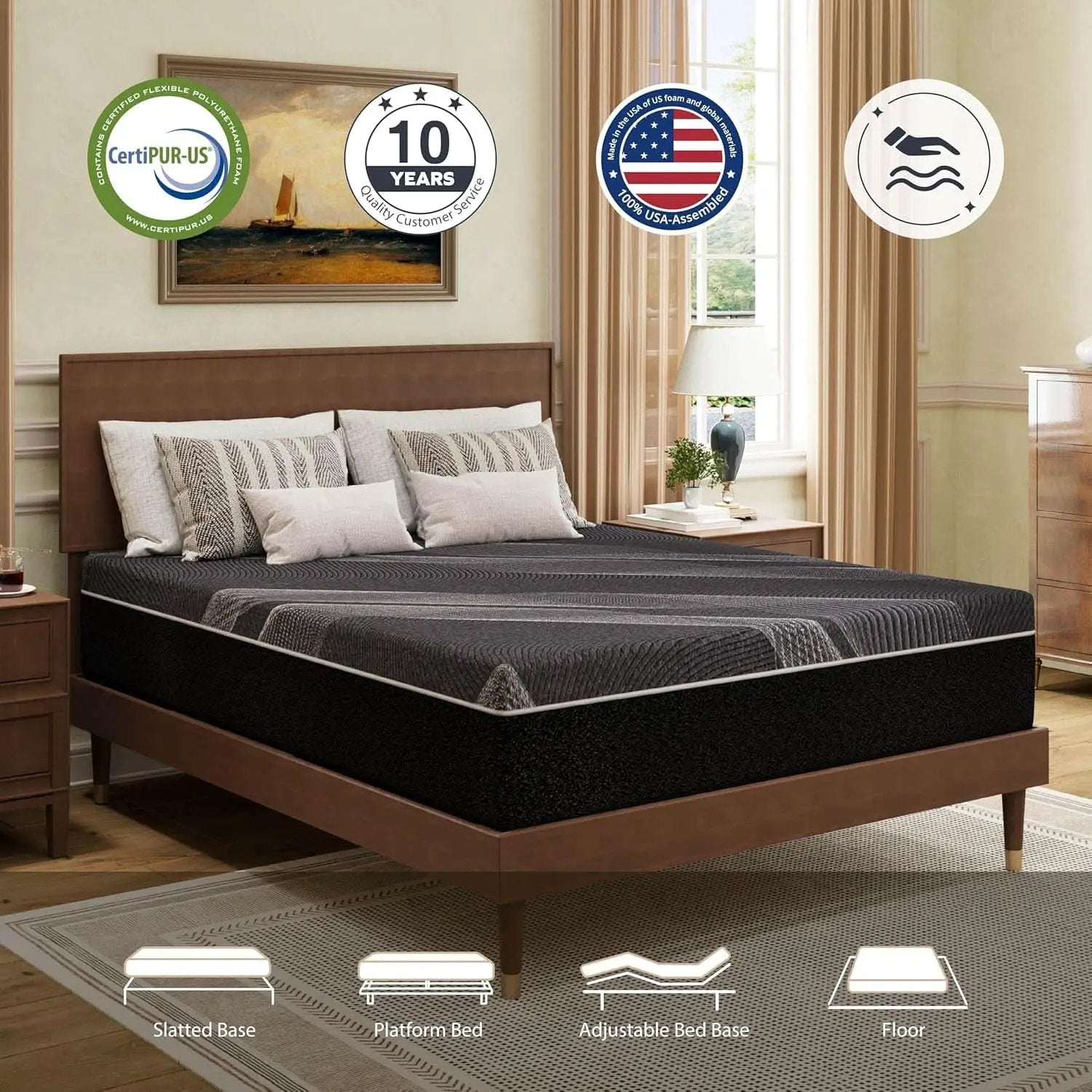 Queen Size Gel Memory Foam Mattress Certipur Certified from PriceLows™