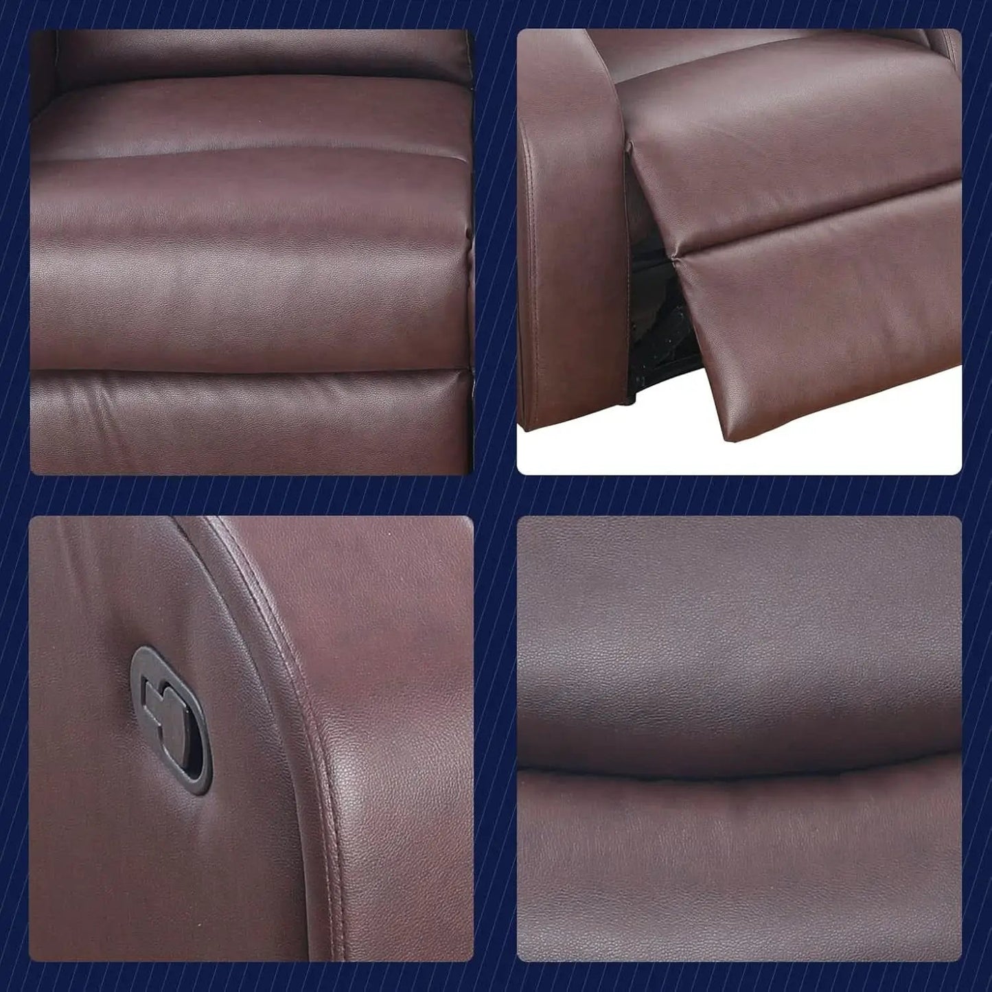 Grayson 3 Piece Faux Leather Recliner Set Sofa Loveseat Chair Brown from PriceLows™