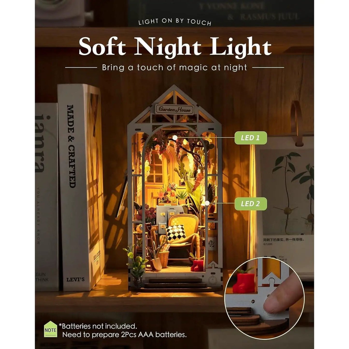 DIY Garden House Book Nook Kit With LED Lights Bookshelf from PriceLows™