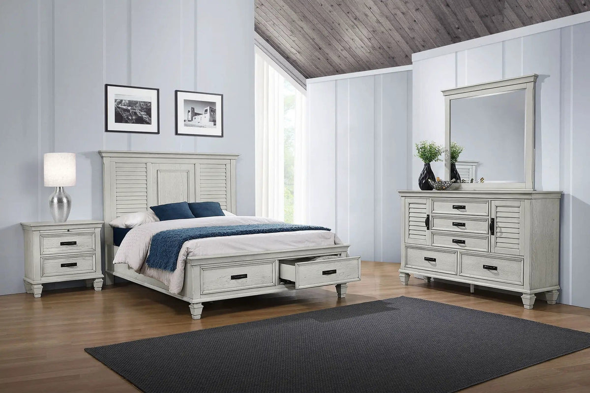 Franco 4-piece Queen Bedroom Set Distressed | 4-Piece Set | Bedroom Furniture | White