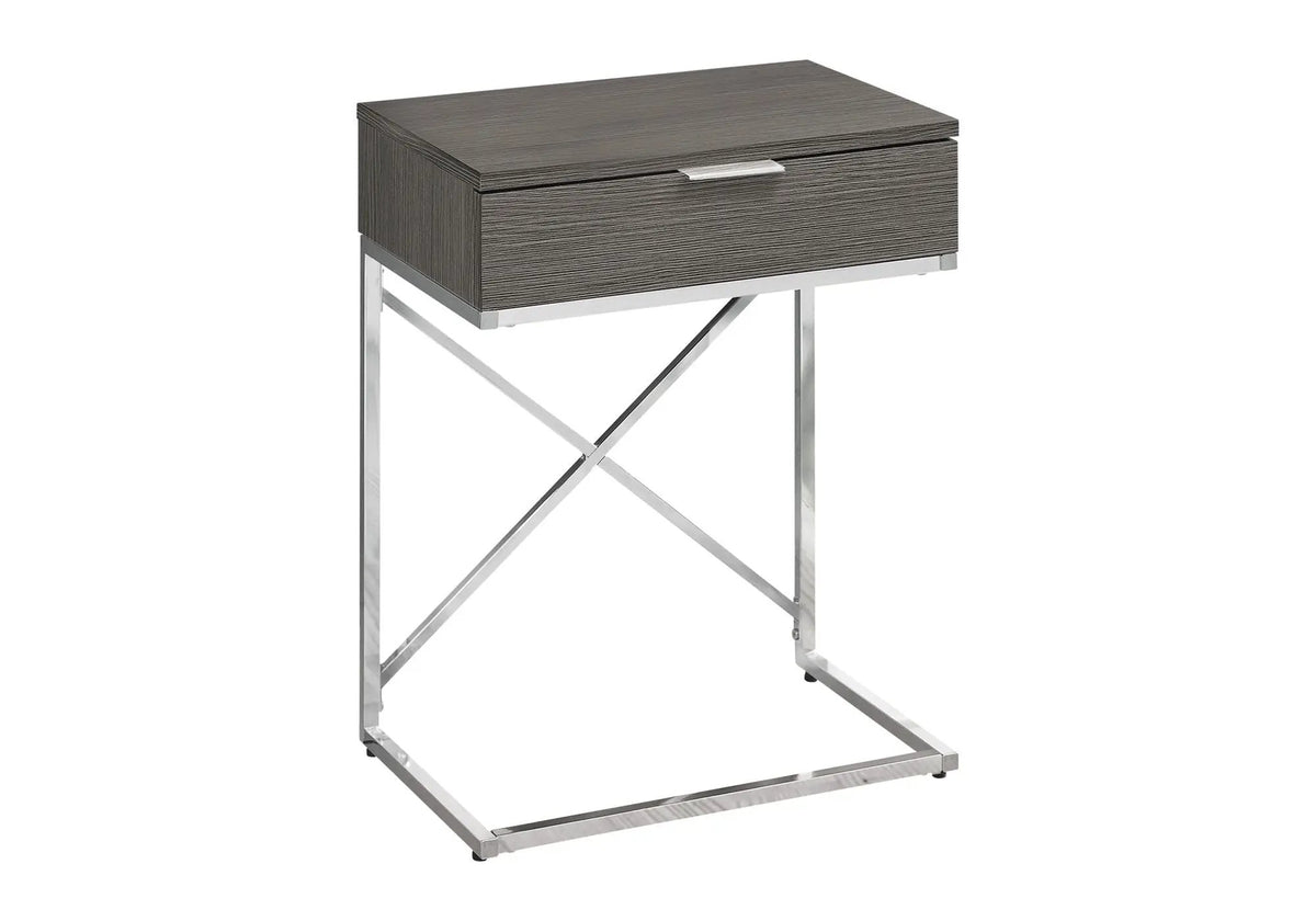 Accent Side Table | Spacious Tabletop | Storage Drawer | Metal Frame