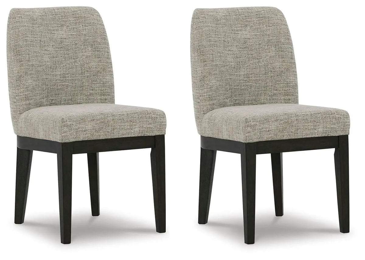 Burkhaus Dining Side Chairs | Set Of 2 | Beige And Dark Brown | Upholstered Seats