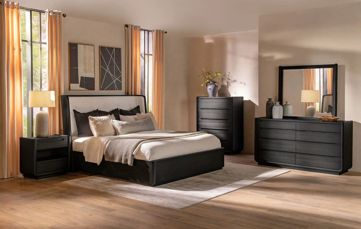 Leandro 5-piece Eastern King Bedroom Set Burnished | 5-Piece Set | Bedroom Furniture | Black