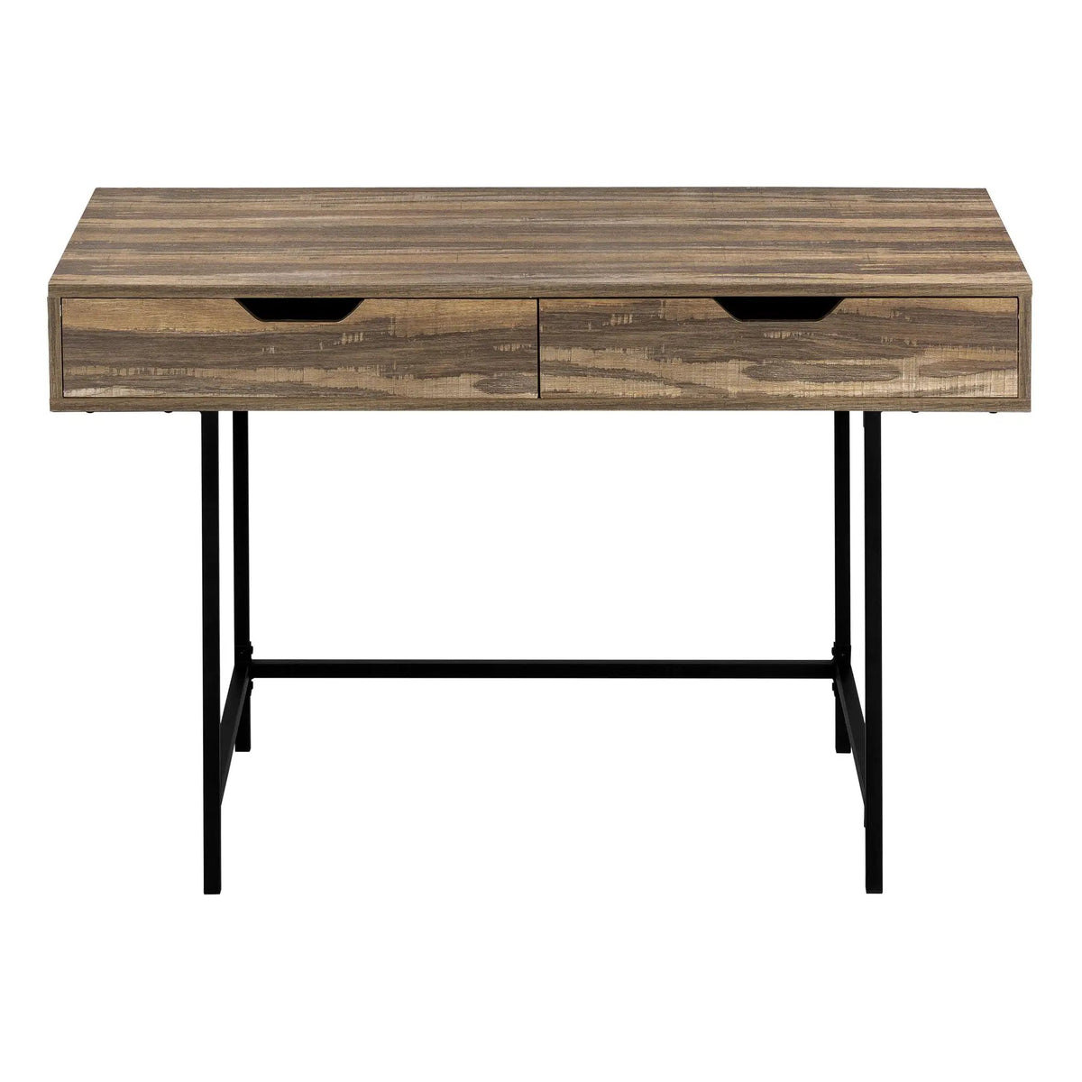 Stone-Look Computer Desk | Two Storage Drawers | Metal Base | 47.25 Inch Length