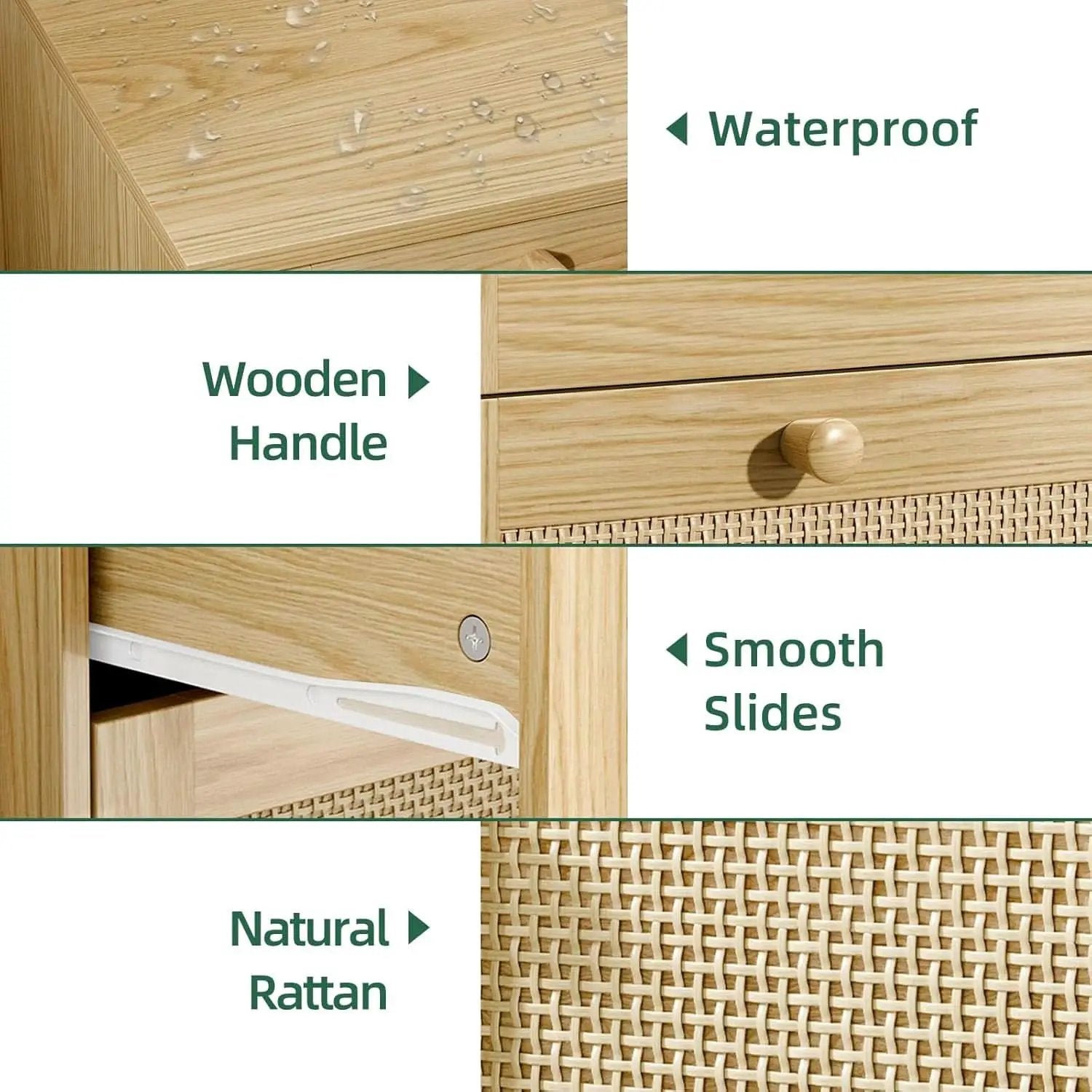 Space-Saving 3-Drawer Rattan Dresser For Bedroom Storage from PriceLows™